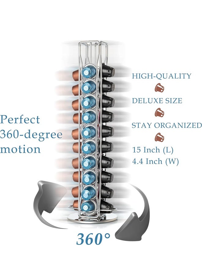 كبسولة الدوار كاروسيل حامل، 360 درجة كابسولات القهوة القابلة للدوران حامل رف، قاعدة صلبة، يحمل 40 كابسولات القهوة سهلة الوصول، حامل كابسولات إسبريسو للمنزل والمكتب - Image 2